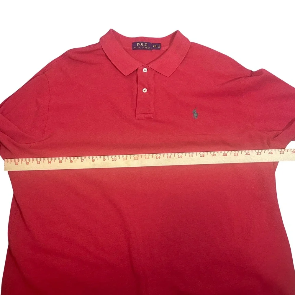 Polo Ralph Lauren Polo Shirt Men's XXL Red Excellent Long Sleeve Pique Pony Logo